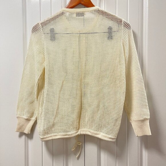 Vintage Sheer Square Crochet Cardigan Ivory – XS - Picture 6 of 11